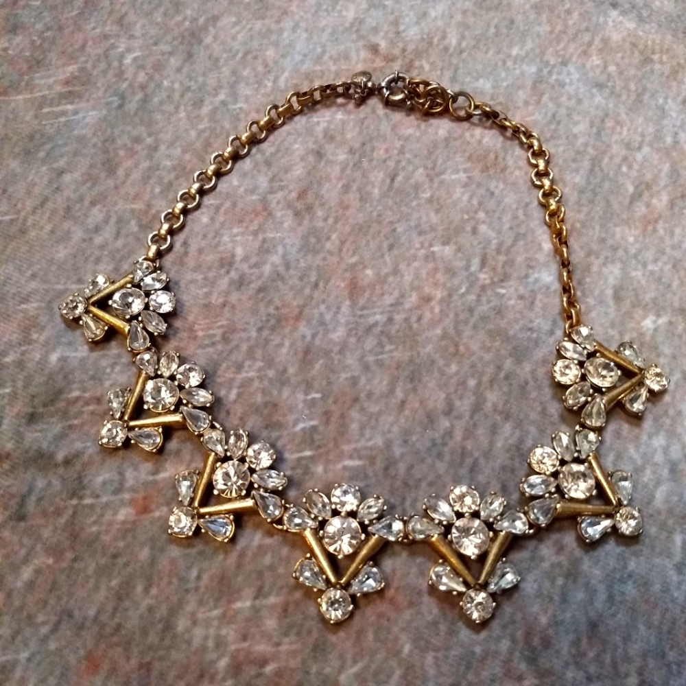 J Crew Clear Rhinestone Statement Necklace Collar